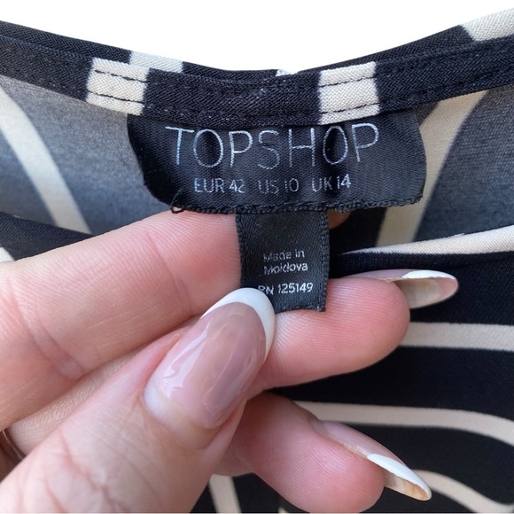 TOPSHOP Black and White MIDI Striped Dress I Size: 10 - Picture 5 of 8